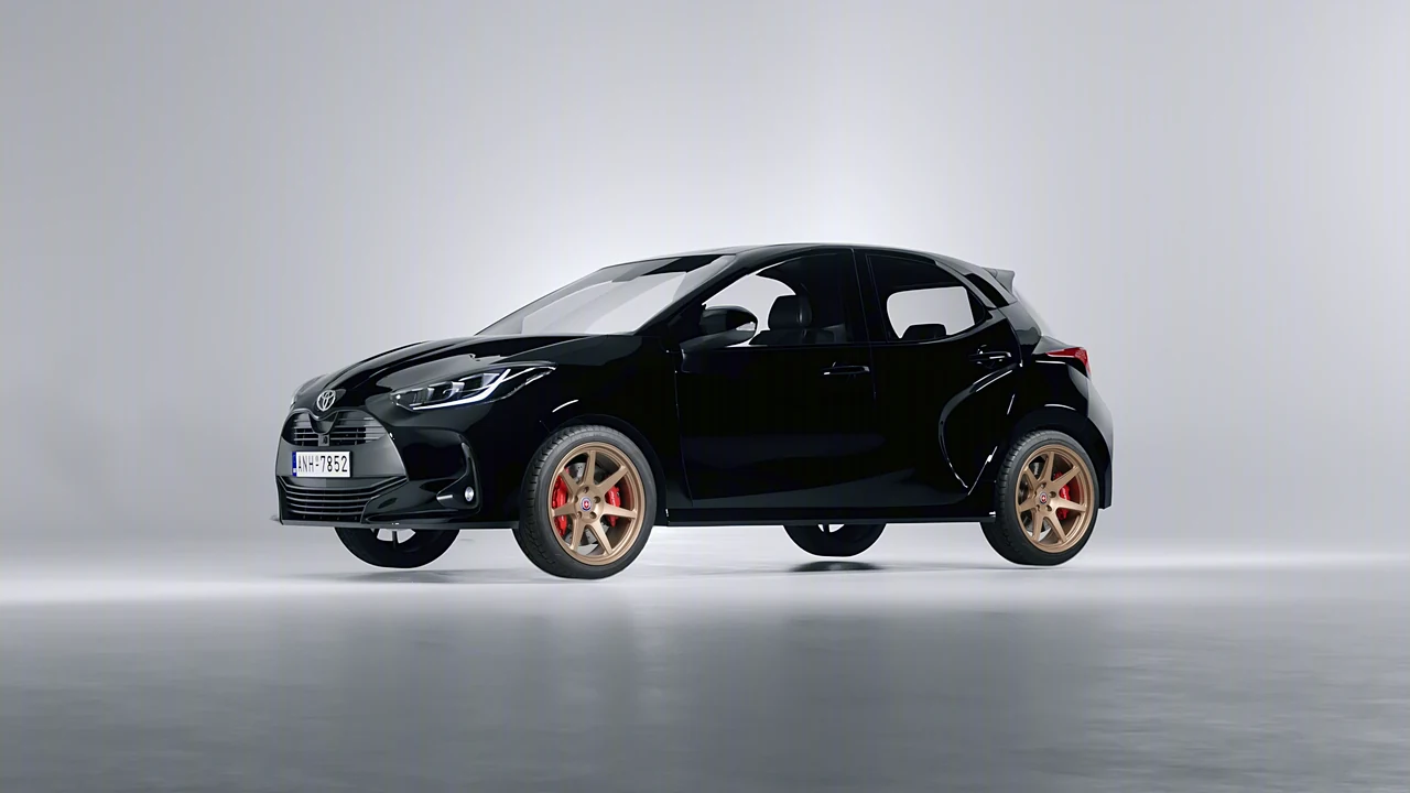 Toyota Yaris 2020 on HRE Performance Wheels 307-GTS forged wheels, front three-quarter view