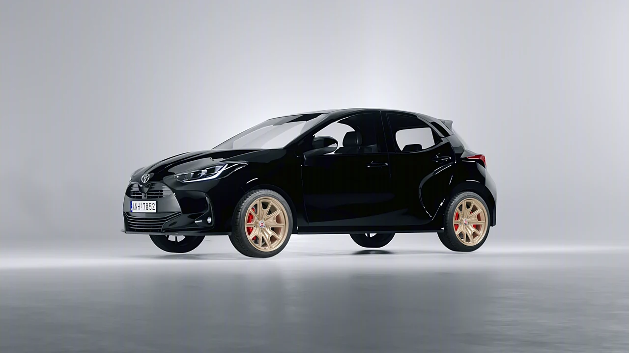 Toyota Yaris 2020 on HRE Performance Wheels 427M forged wheels, front three-quarter view