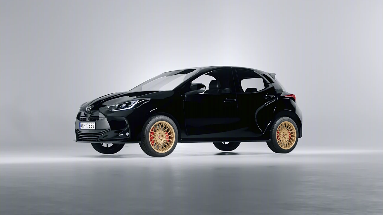 Toyota Yaris 2020 on HRE Performance Wheels 501M forged wheels, front three-quarter view