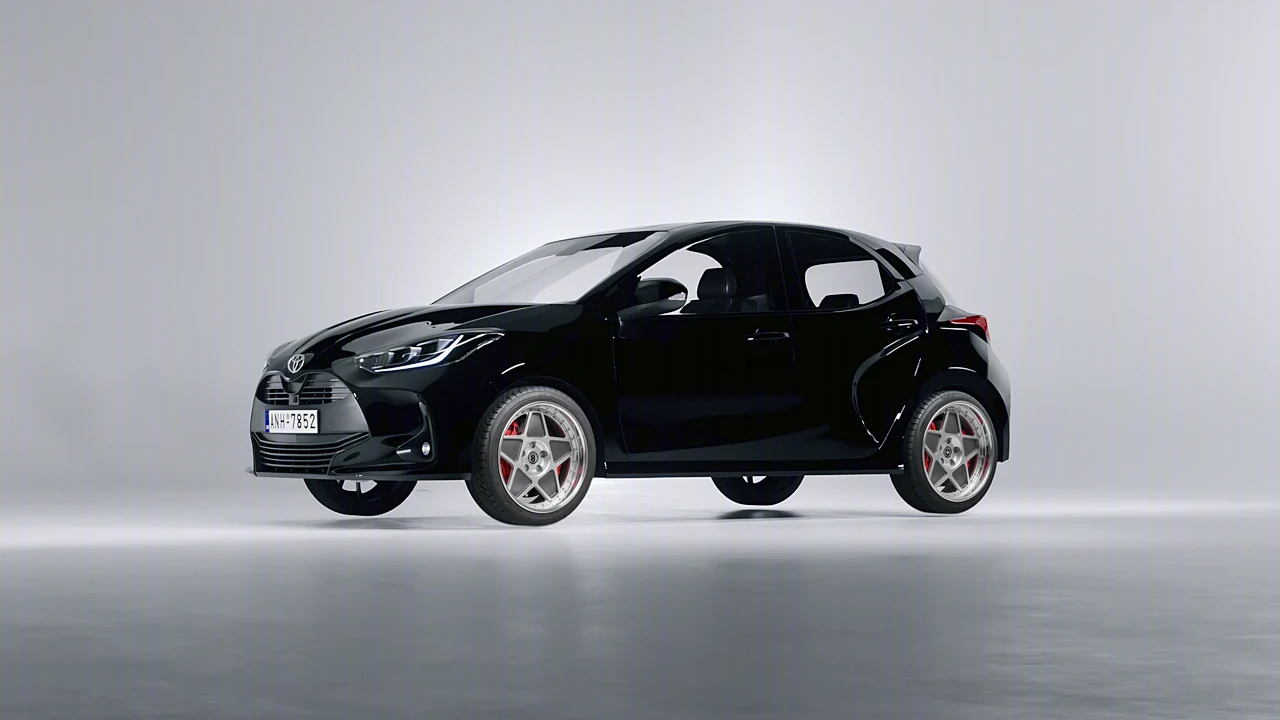 Toyota Yaris 2020 on HRE Performance Wheels 505 forged wheels, front three-quarter view
