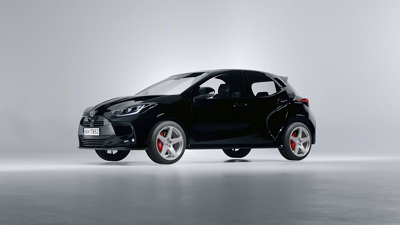 Toyota Yaris 2020 on HRE Performance Wheels 527M forged wheels, front three-quarter view