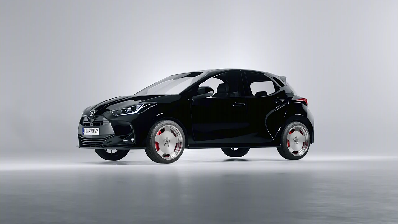 Toyota Yaris 2020 on HRE Performance Wheels 544C forged wheels, front three-quarter view