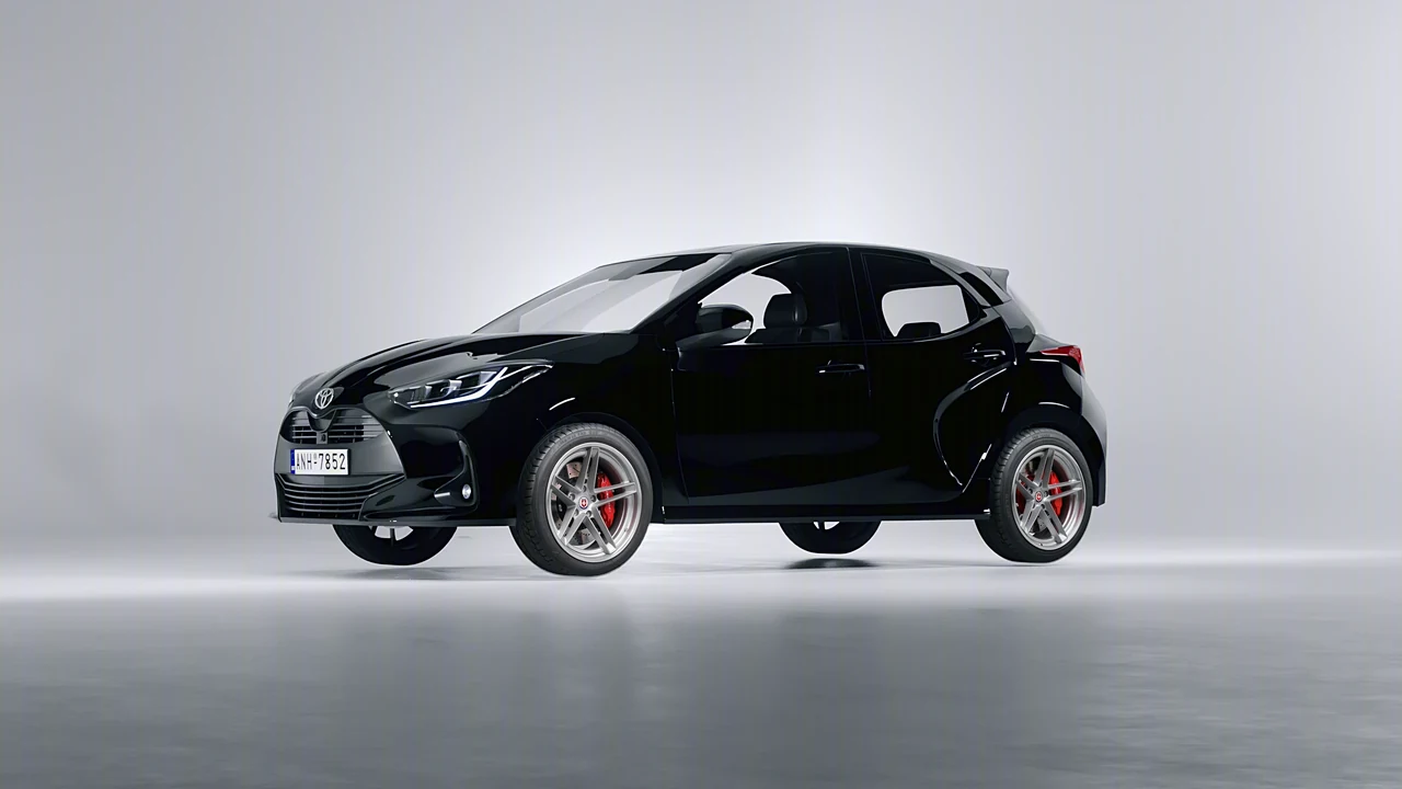 Toyota Yaris 2020 on HRE Performance Wheels G-Code forged wheels, front three-quarter view
