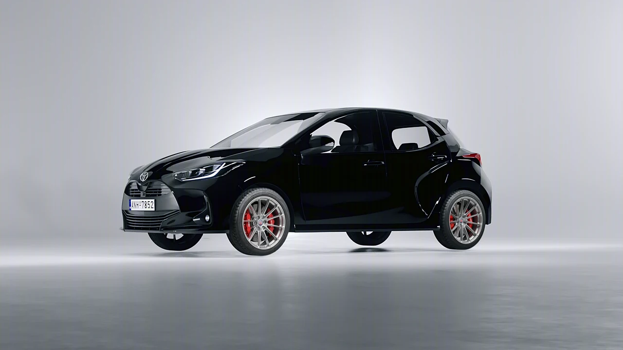 Toyota Yaris 2020 on HRE Performance Wheels P103SC forged wheels, front three-quarter view