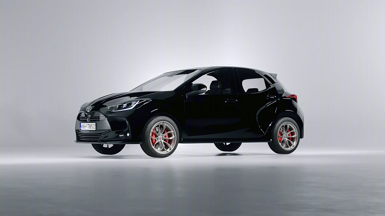 Toyota Yaris 2020 on HRE Performance Wheels S201 forged wheels, front three-quarter view