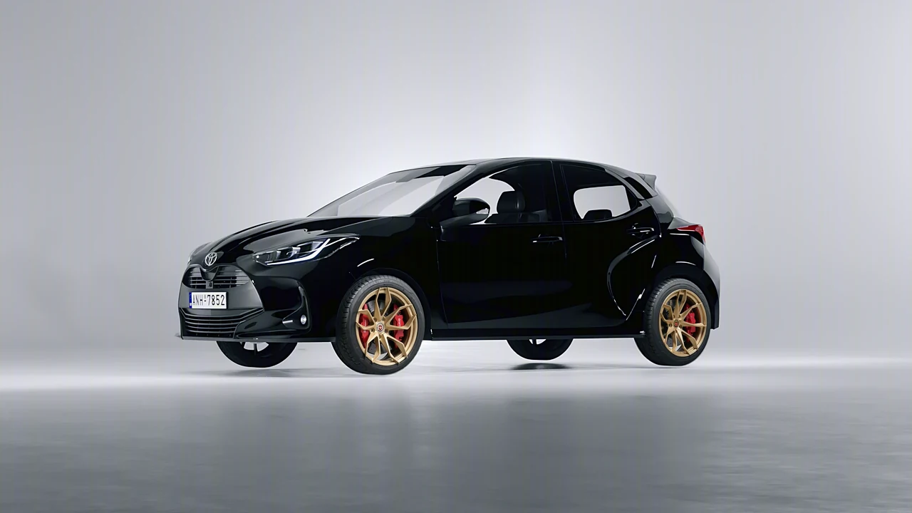 Toyota Yaris 2020 on HRE Performance Wheels S201H forged wheels, front three-quarter view