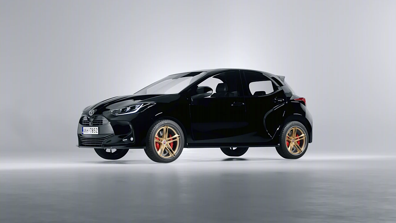 Toyota Yaris 2020 on HRE Performance Wheels S207H forged wheels, front three-quarter view