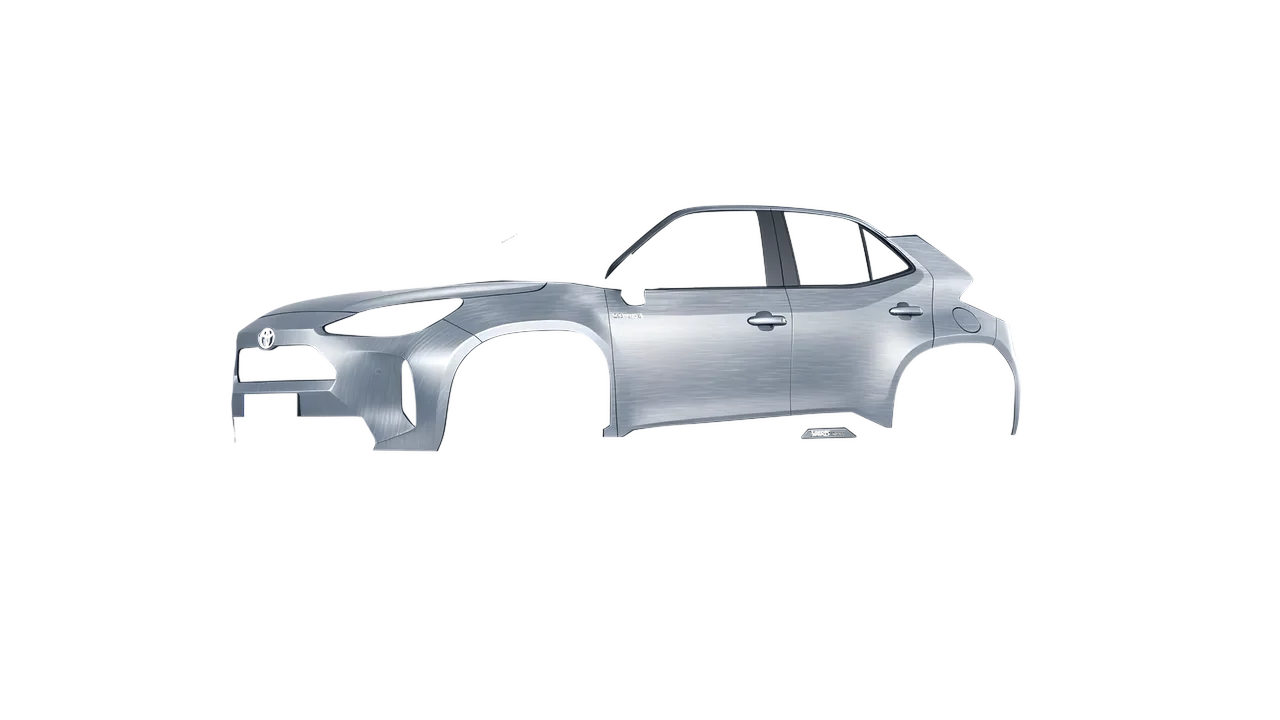 Toyota Yaris Cross 2022 wrapped in Brushed Aluminum (Avery Dennison SW900-812-X), front three-quarter view