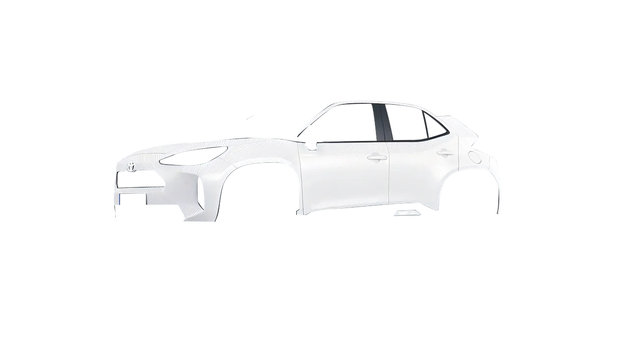 Toyota Yaris Cross 2022 wrapped in Carbon Fiber White (Avery Dennison SW900-115-X), front three-quarter view
