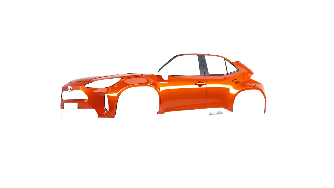 Toyota Yaris Cross 2022 wrapped in Fiery Orange (3M G364), front three-quarter view