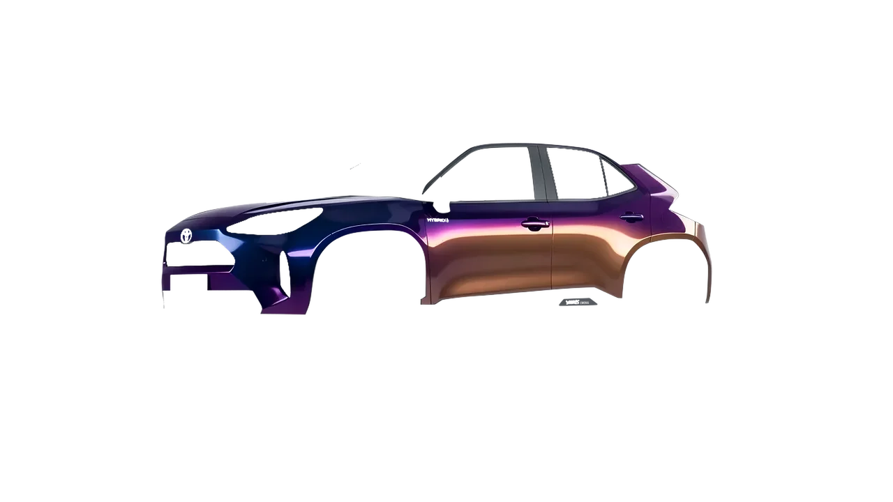 Toyota Yaris Cross 2022 wrapped in Gloss Flip Deep Space (3M GP278), front three-quarter view