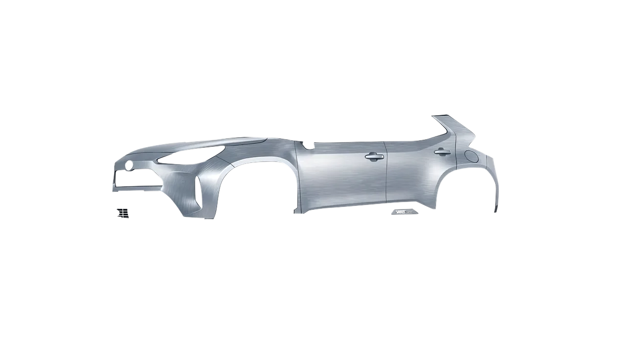Toyota Yaris Cross 2024 wrapped in Brushed Aluminum (Avery Dennison SW900-812-X), front three-quarter view