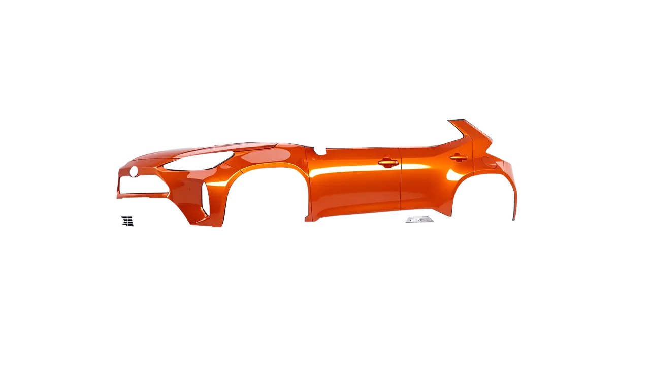 Toyota Yaris Cross 2024 wrapped in Fiery Orange (3M G364), front three-quarter view