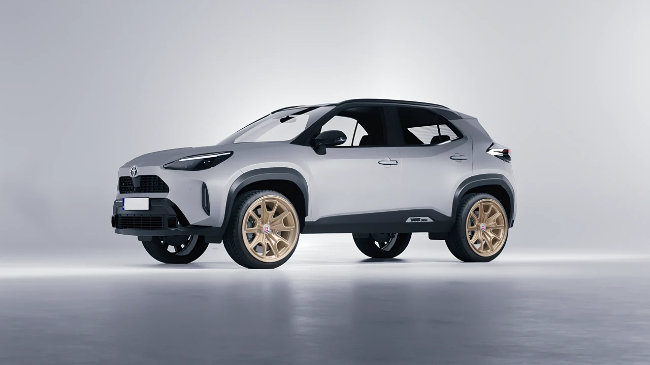 Toyota Yaris Cross 2024 on HRE Performance Wheels 427M forged wheels, front three-quarter view