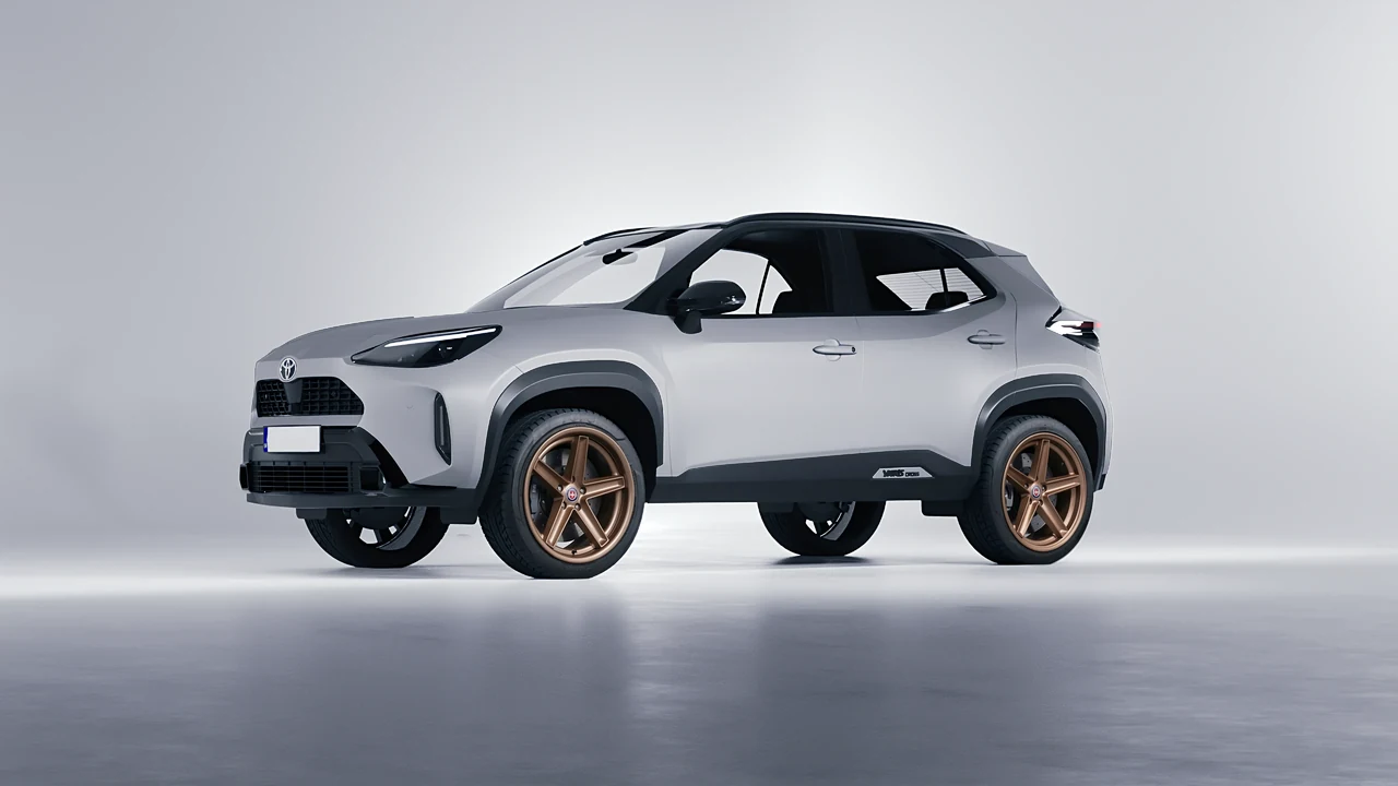 Toyota Yaris Cross 2024 on HRE Performance Wheels Tusk forged wheels, front three-quarter view