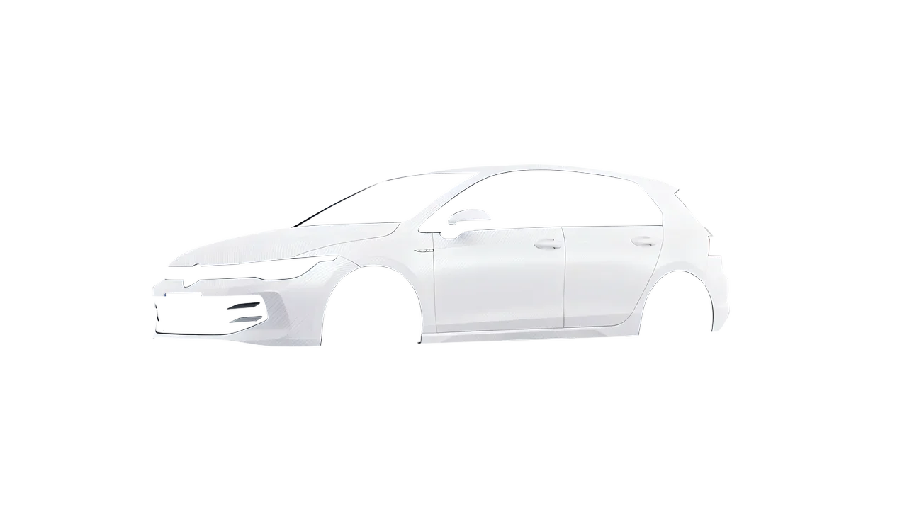 Volkswagen Golf 2024 wrapped in Carbon Fiber White (Avery Dennison SW900-115-X), front three-quarter view