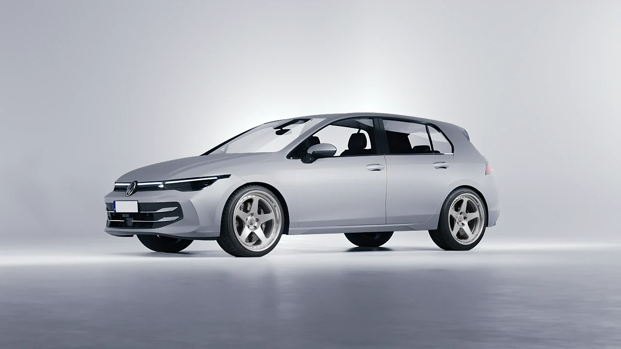 Volkswagen Golf 2024 on HRE Performance Wheels 305 forged wheels, front three-quarter view