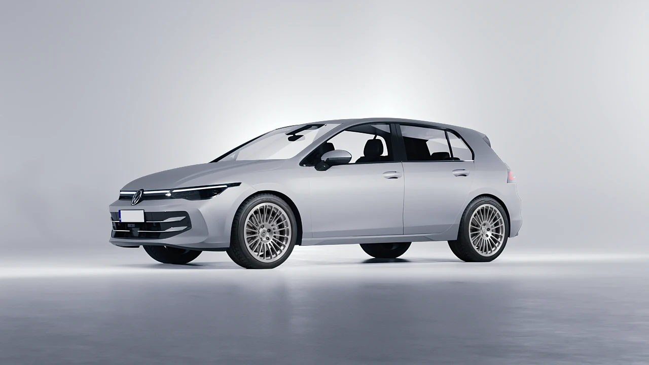 Volkswagen Golf 2024 on HRE Performance Wheels 309M forged wheels, front three-quarter view