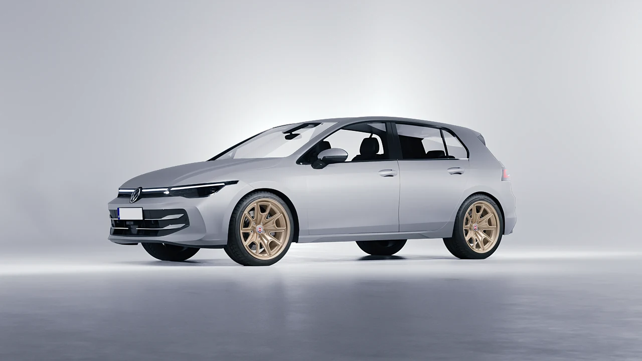 Volkswagen Golf 2024 on HRE Performance Wheels 427M forged wheels, front three-quarter view