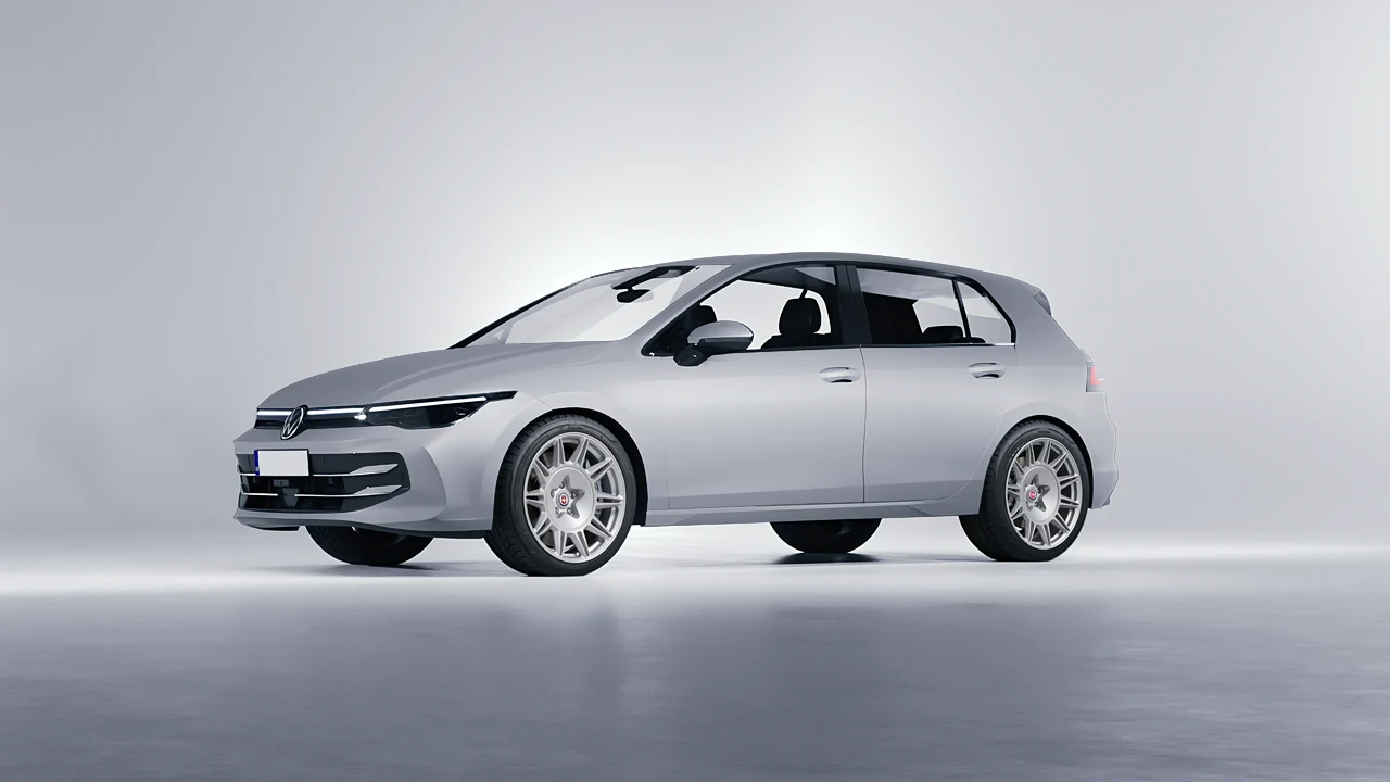 Volkswagen Golf 2024 on HRE Performance Wheels 528M forged wheels, front three-quarter view