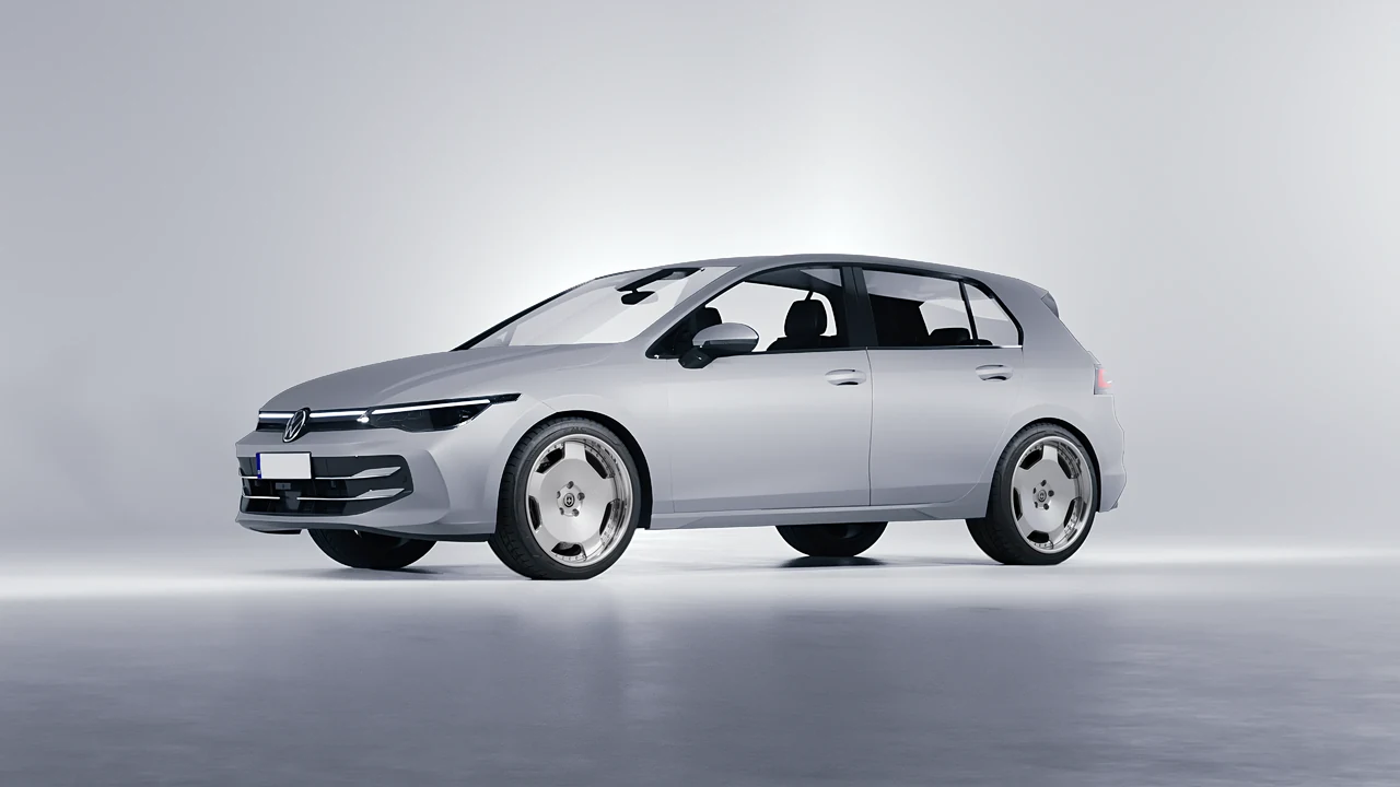 Volkswagen Golf 2024 on HRE Performance Wheels 544C forged wheels, front three-quarter view
