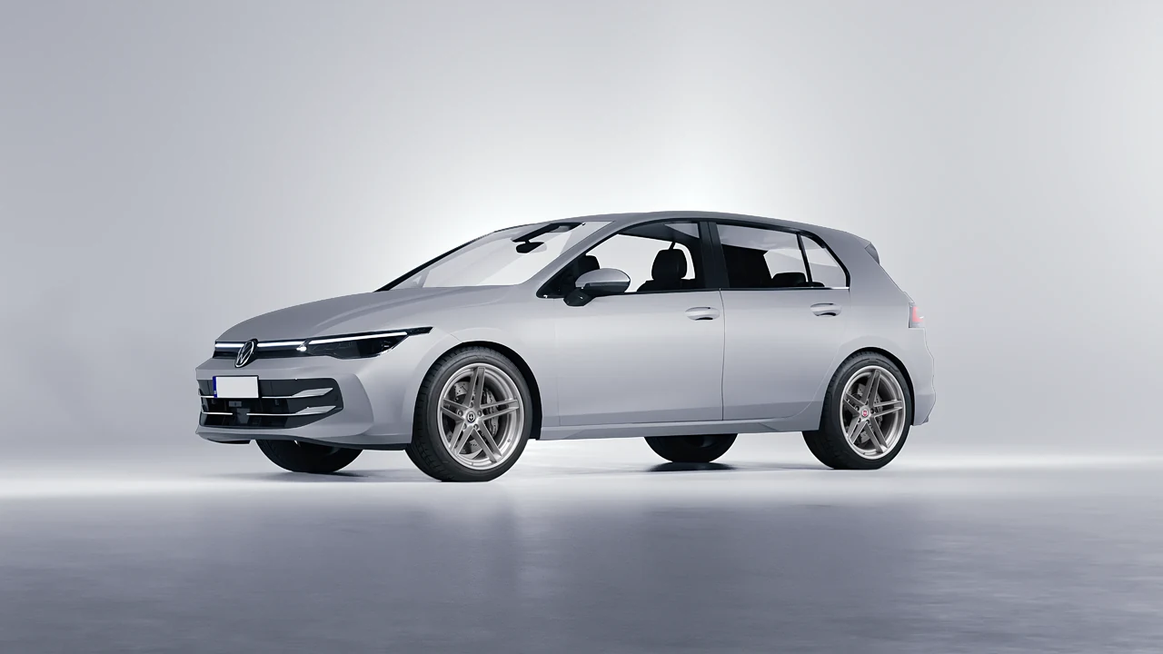 Volkswagen Golf 2024 on HRE Performance Wheels G-Code forged wheels, front three-quarter view