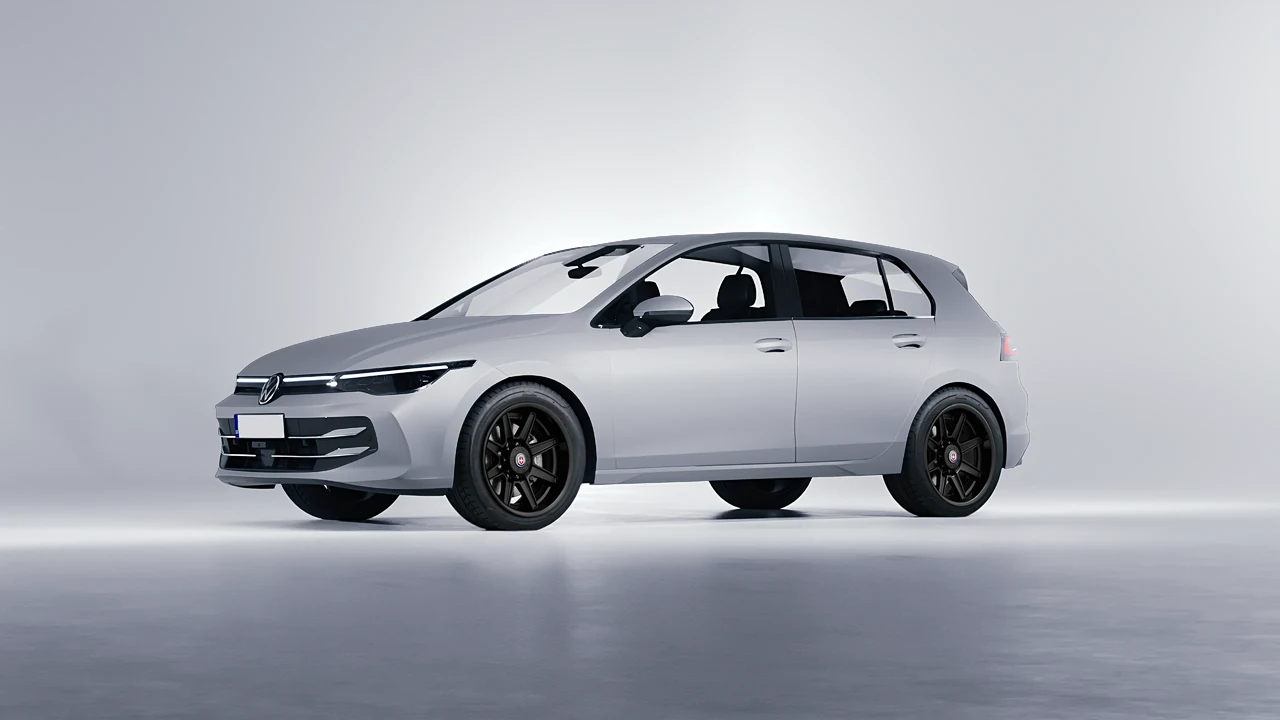 Volkswagen Golf 2024 on HRE Performance Wheels HD188H forged wheels, front three-quarter view