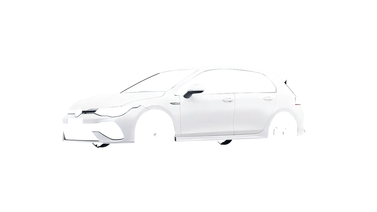 Volkswagen Golf 8 R 2022 wrapped in Carbon Fiber White (Avery Dennison SW900-115-X), front three-quarter view