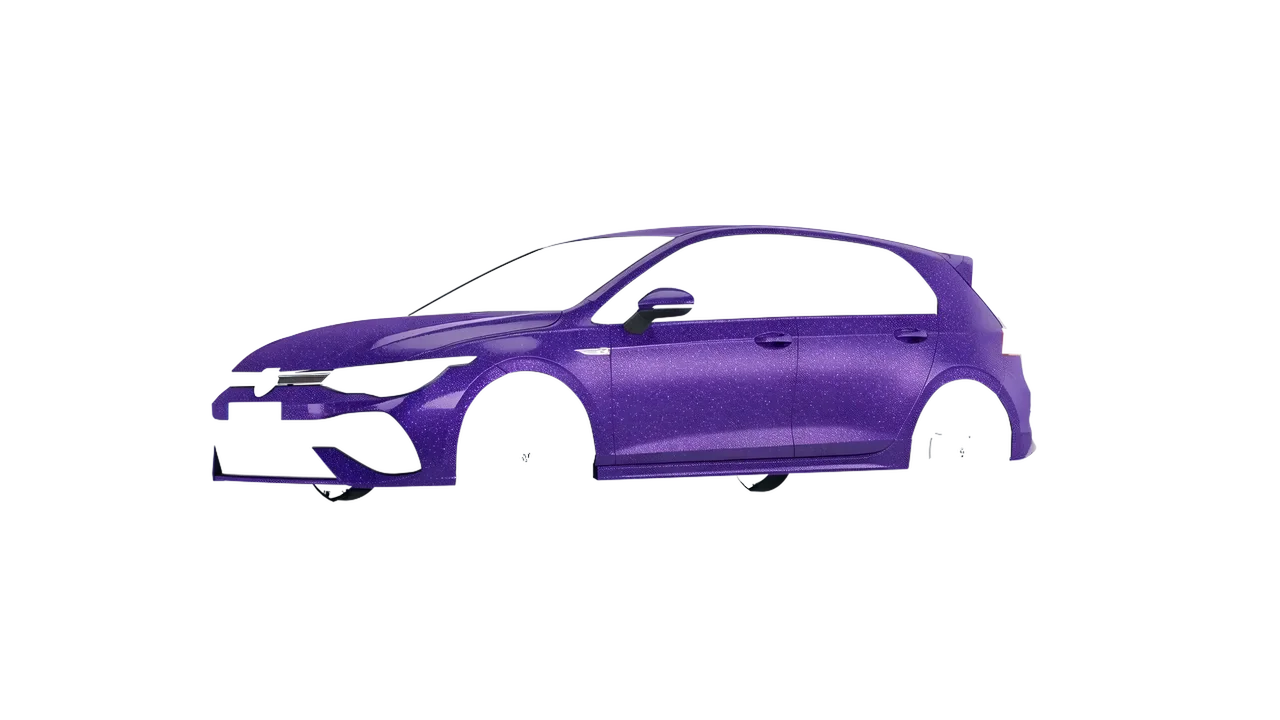 Volkswagen Golf 8 R 2022 wrapped in Purple (Avery Dennison SW900-587-D), front three-quarter view