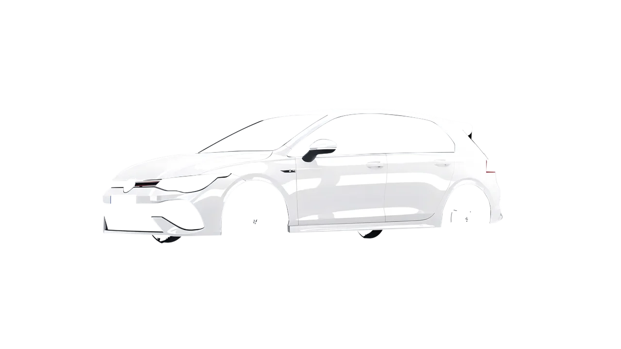 Volkswagen Golf 8 R 2022 wrapped in Gloss White (3M G10), front three-quarter view