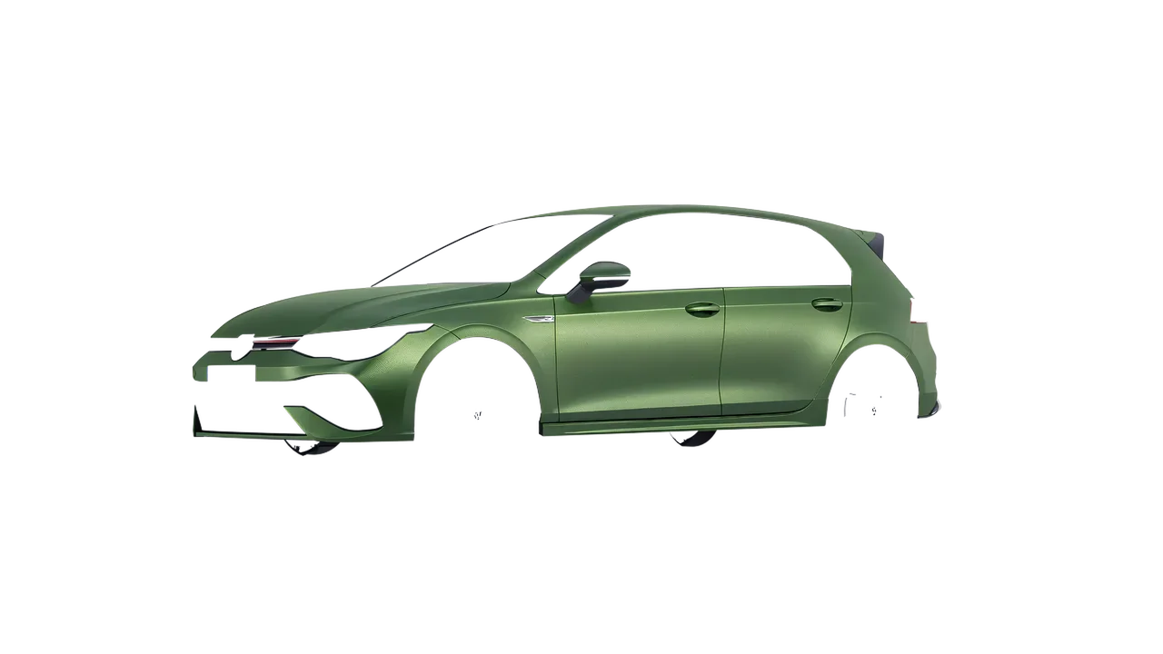Volkswagen Golf 8 R 2022 wrapped in Apple Green (Avery Dennison SW900-745-M), front three-quarter view