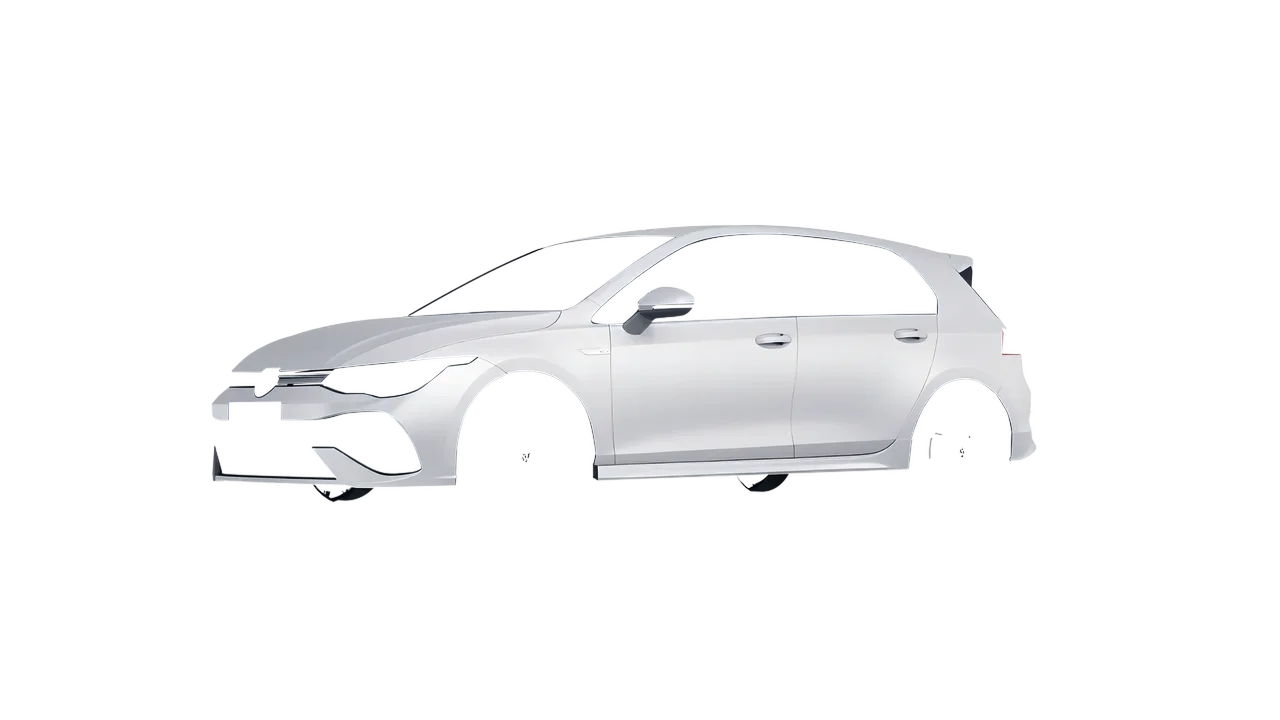Volkswagen Golf 8 R 2022 wrapped in Matte Silver (3M M21), front three-quarter view