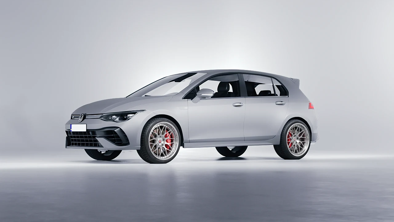 Volkswagen Golf 8 R 2022 on HRE Performance Wheels 300 forged wheels, front three-quarter view