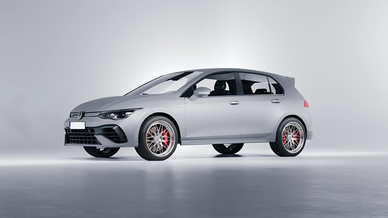 Volkswagen Golf 8 R 2022 on HRE Performance Wheels 540C forged wheels, front three-quarter view