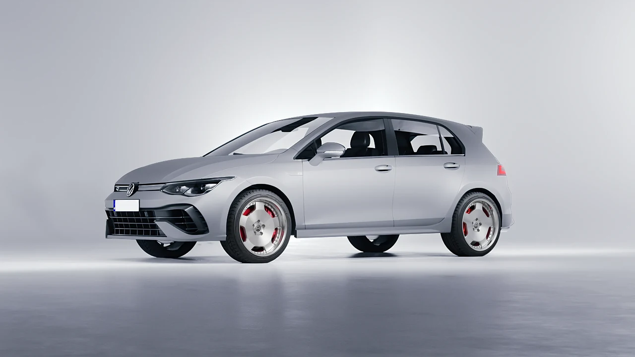 Volkswagen Golf 8 R 2022 on HRE Performance Wheels 544 forged wheels, front three-quarter view