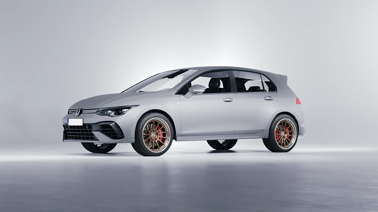Volkswagen Golf 8 R 2022 on HRE Performance Wheels C109 forged wheels, front three-quarter view