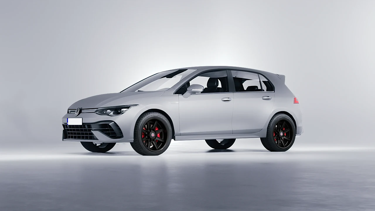 Volkswagen Golf 8 R 2022 on HRE Performance Wheels HD188H forged wheels, front three-quarter view