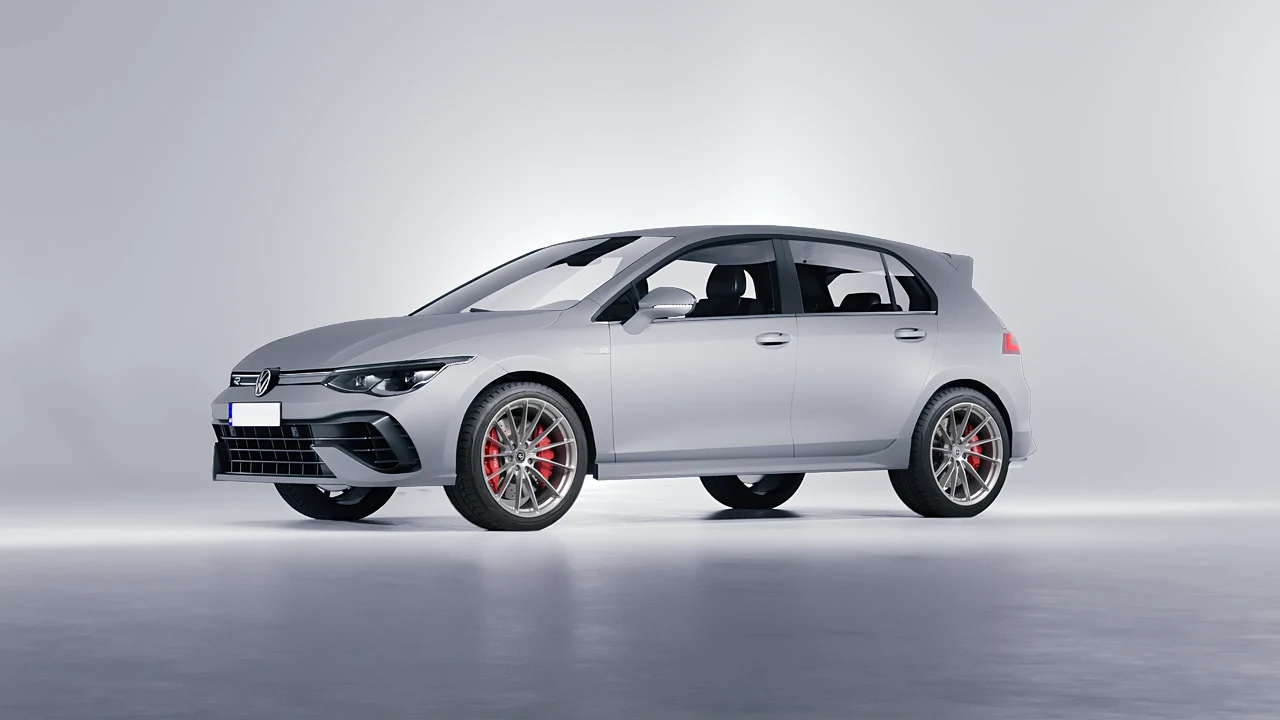Volkswagen Golf 8 R 2022 on HRE Performance Wheels P103 forged wheels, front three-quarter view