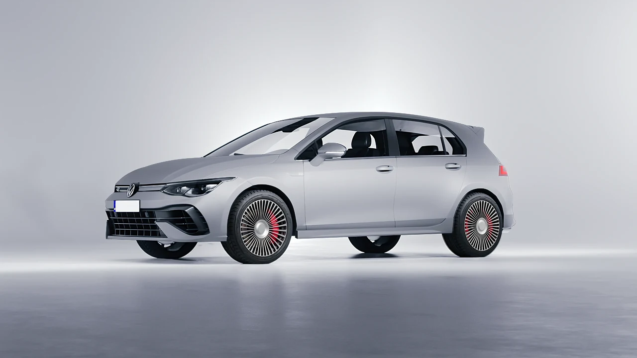 Volkswagen Golf 8 R 2022 on RDB LA 50 forged wheels, front three-quarter view