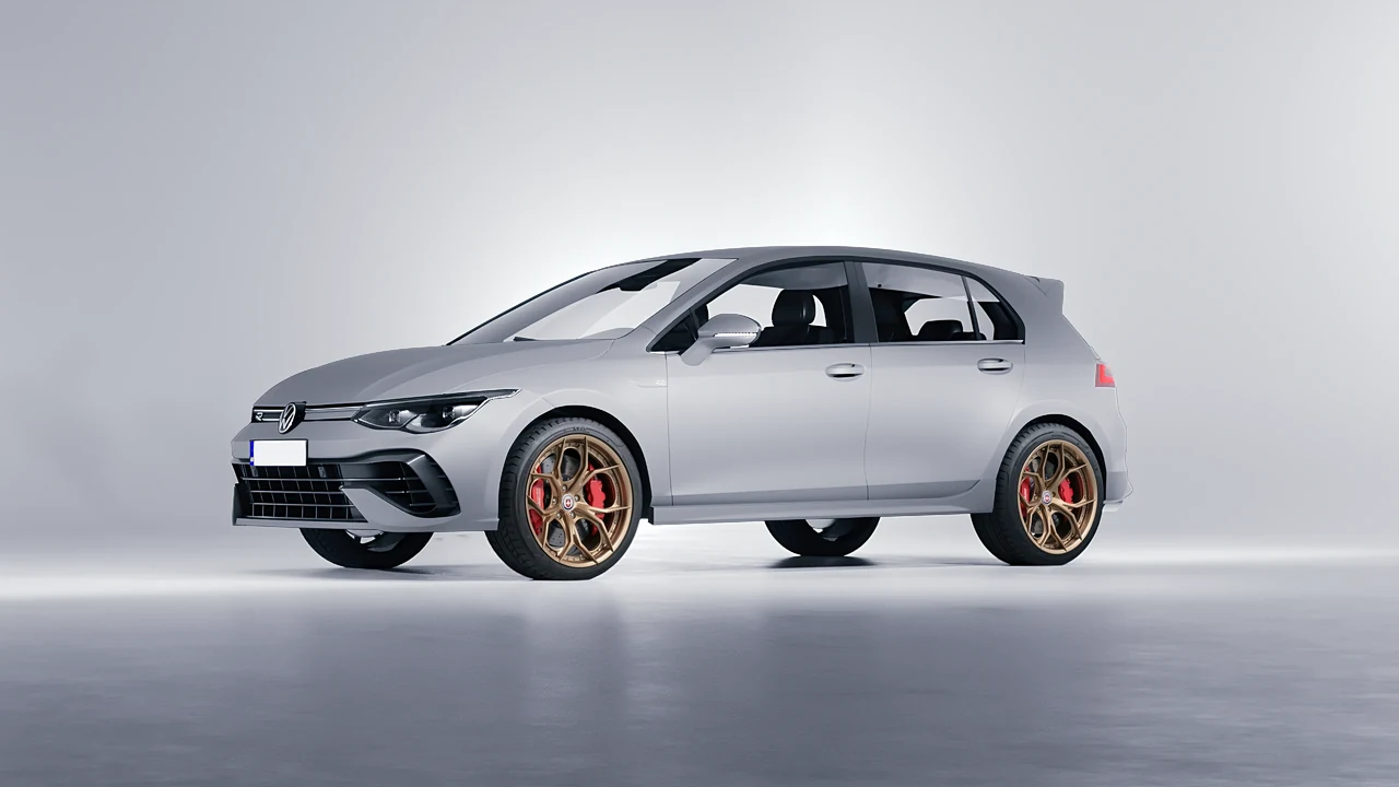 Volkswagen Golf 8 R 2022 on HRE Performance Wheels S111SC forged wheels, front three-quarter view