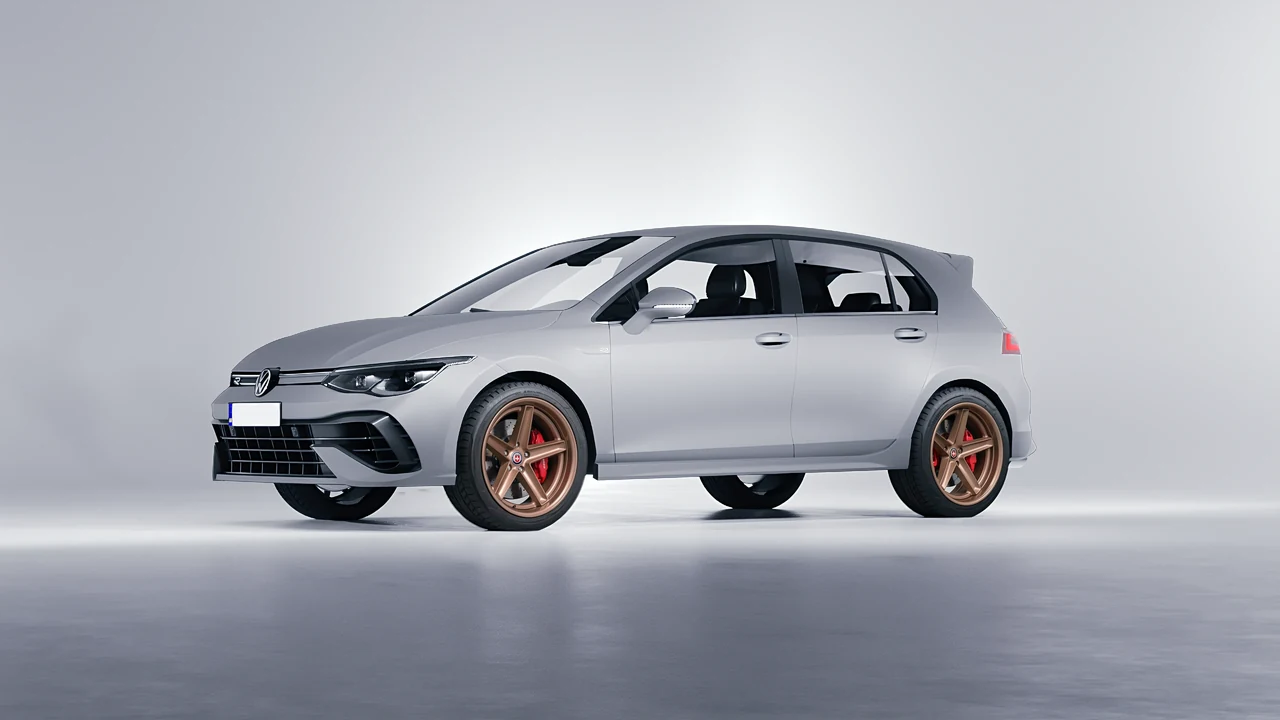 Volkswagen Golf 8 R 2022 on HRE Performance Wheels Tusk forged wheels, front three-quarter view