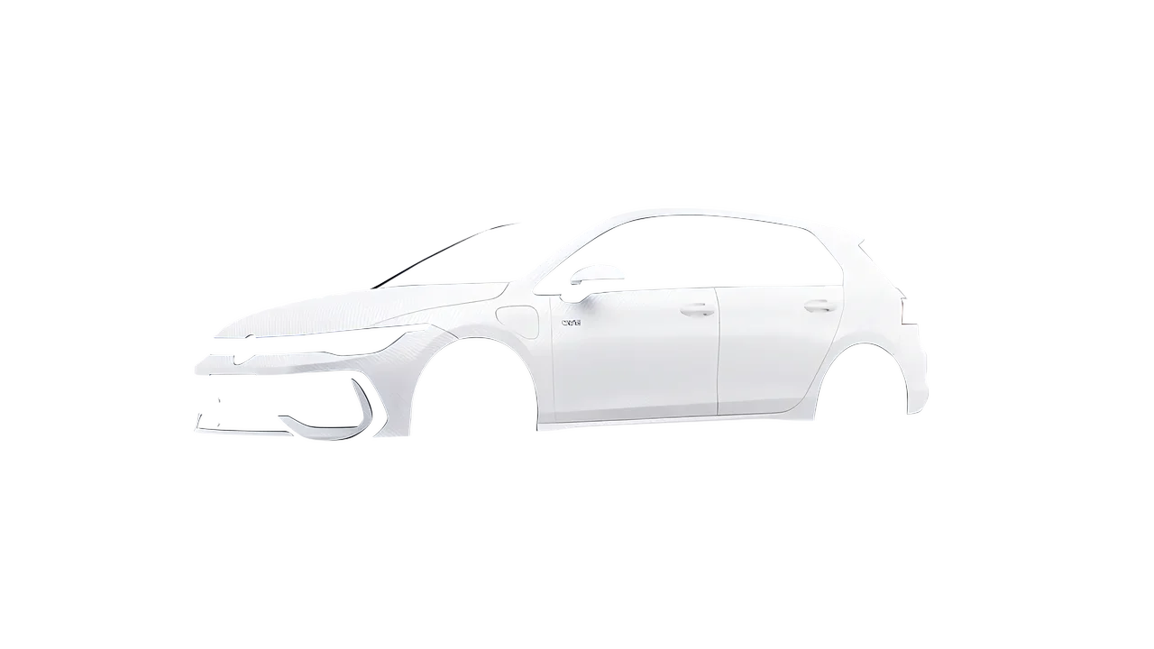 Volkswagen Golf GTE 2024 wrapped in Carbon Fiber White (Avery Dennison SW900-115-X), front three-quarter view