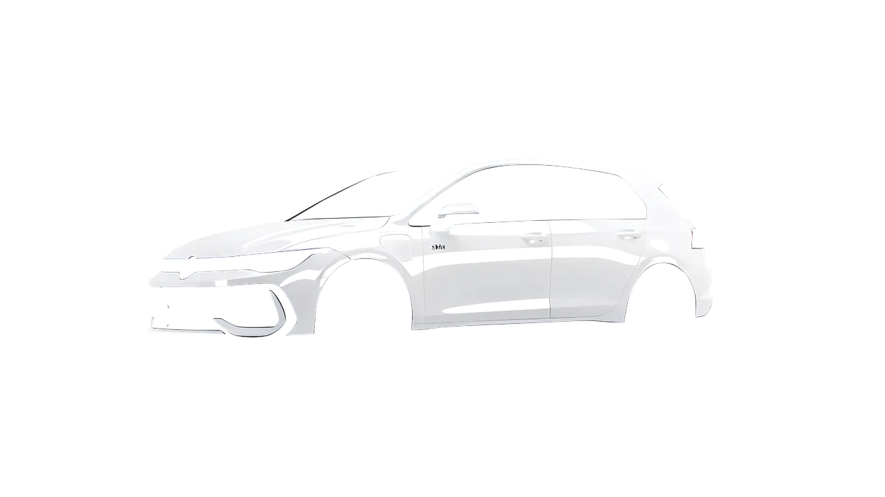 Volkswagen Golf GTE 2024 wrapped in Gloss White (3M G10), front three-quarter view
