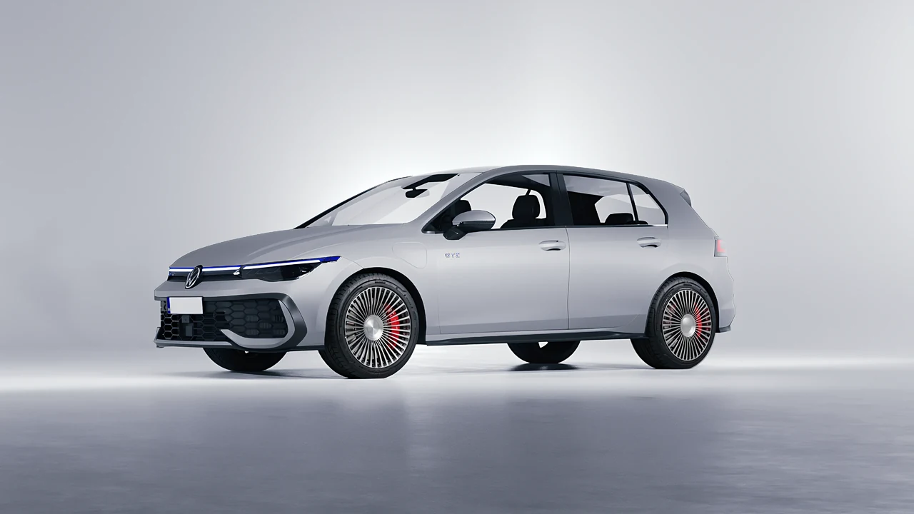 Volkswagen Golf GTE 2024 on RDB LA 50 forged wheels, front three-quarter view