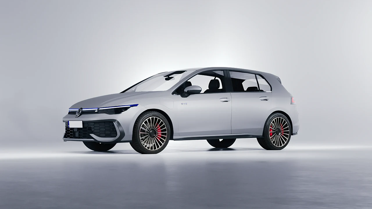 Volkswagen Golf GTE 2024 on RDB LA Twenty Three forged wheels, front three-quarter view
