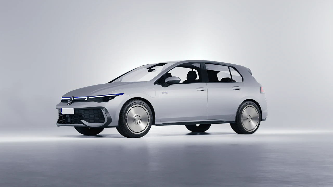 Volkswagen Golf GTE 2024 on RDB LA Zero forged wheels, front three-quarter view