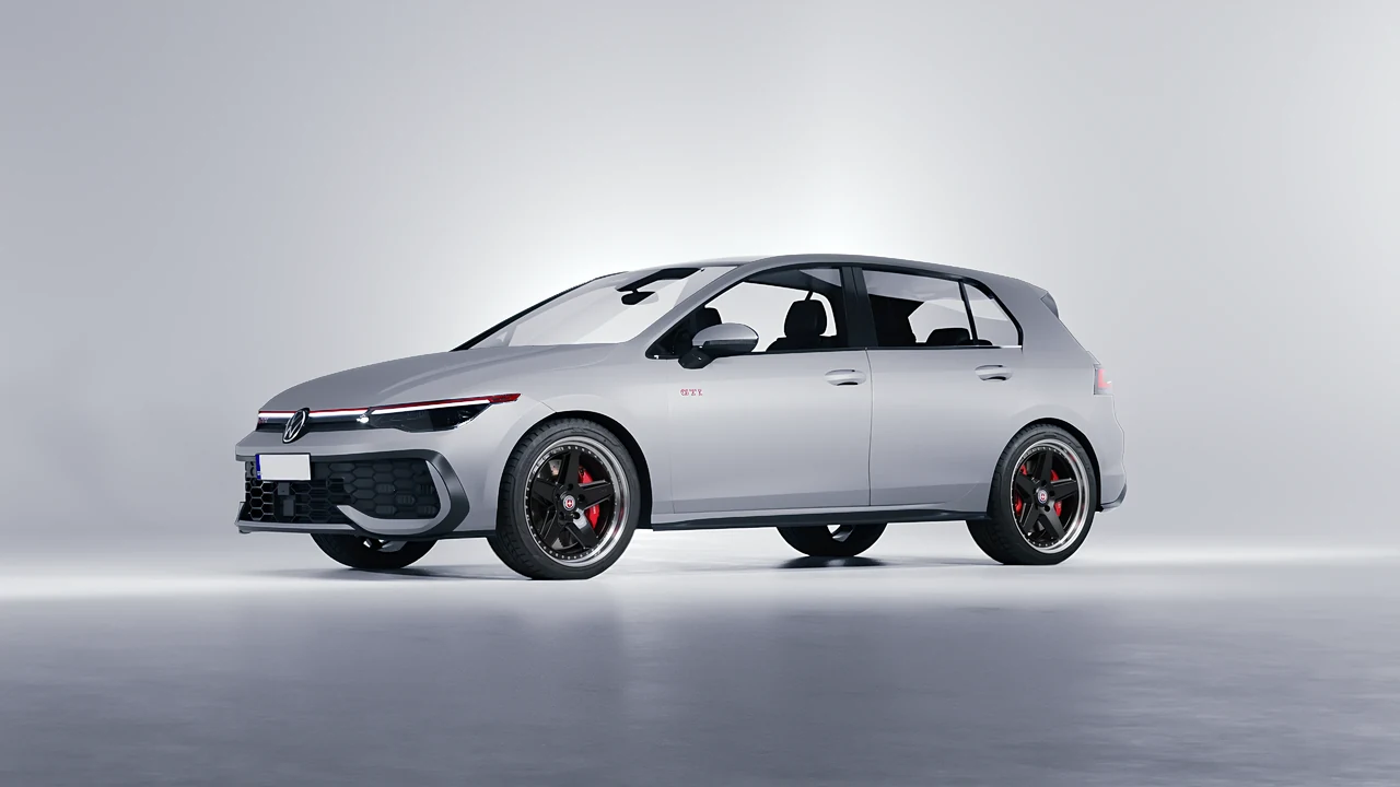Volkswagen Golf GTI 2024 on HRE Performance Wheels 517 forged wheels, front three-quarter view