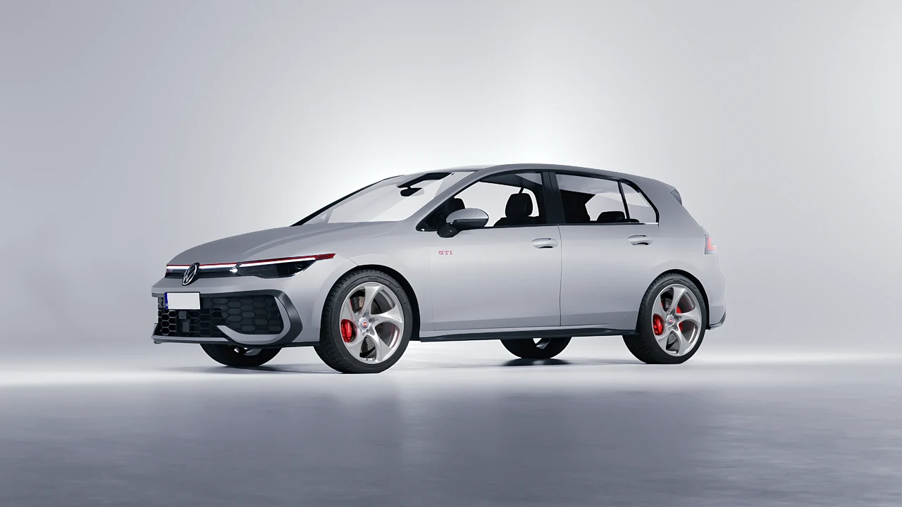Volkswagen Golf GTI 2024 on HRE Performance Wheels 522M forged wheels, front three-quarter view