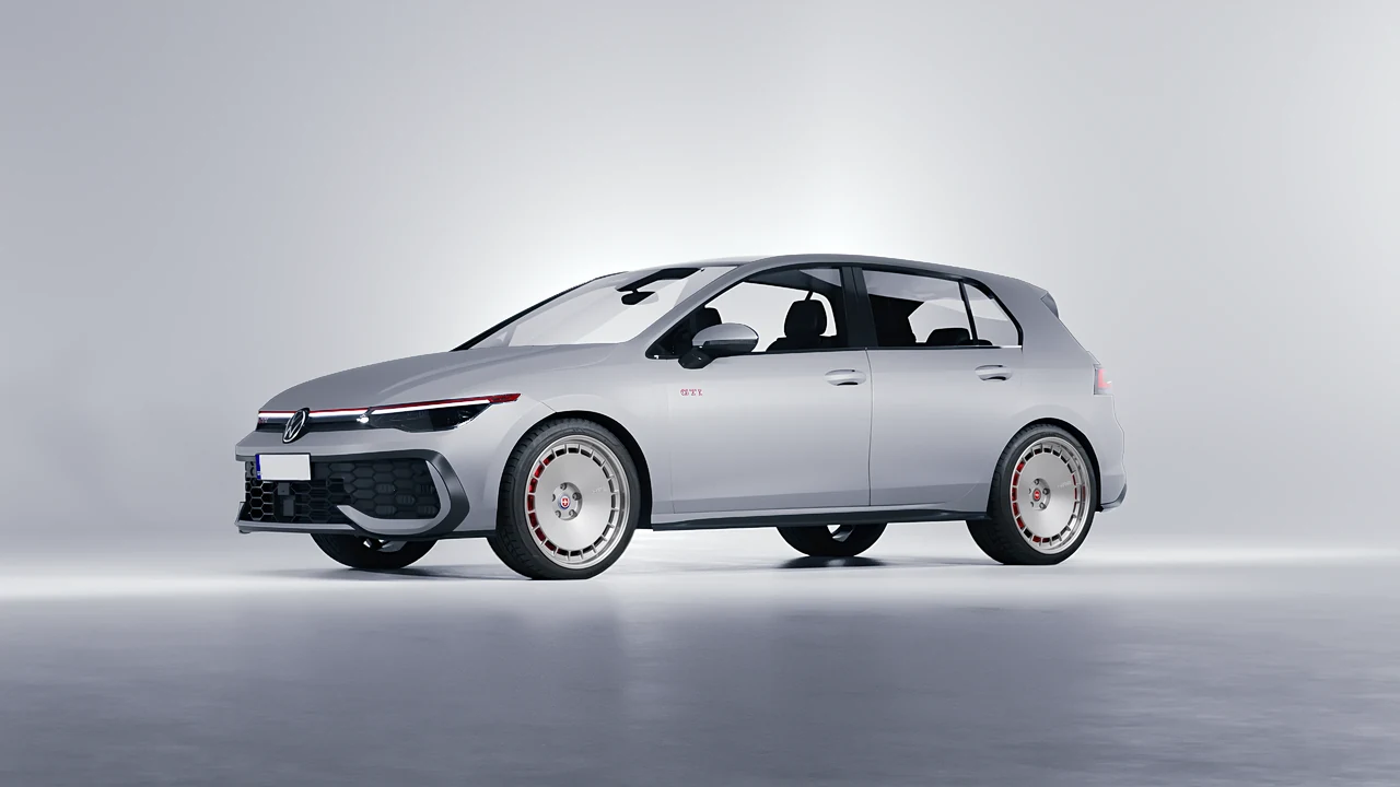 Volkswagen Golf GTI 2024 on HRE Performance Wheels 935 forged wheels, front three-quarter view
