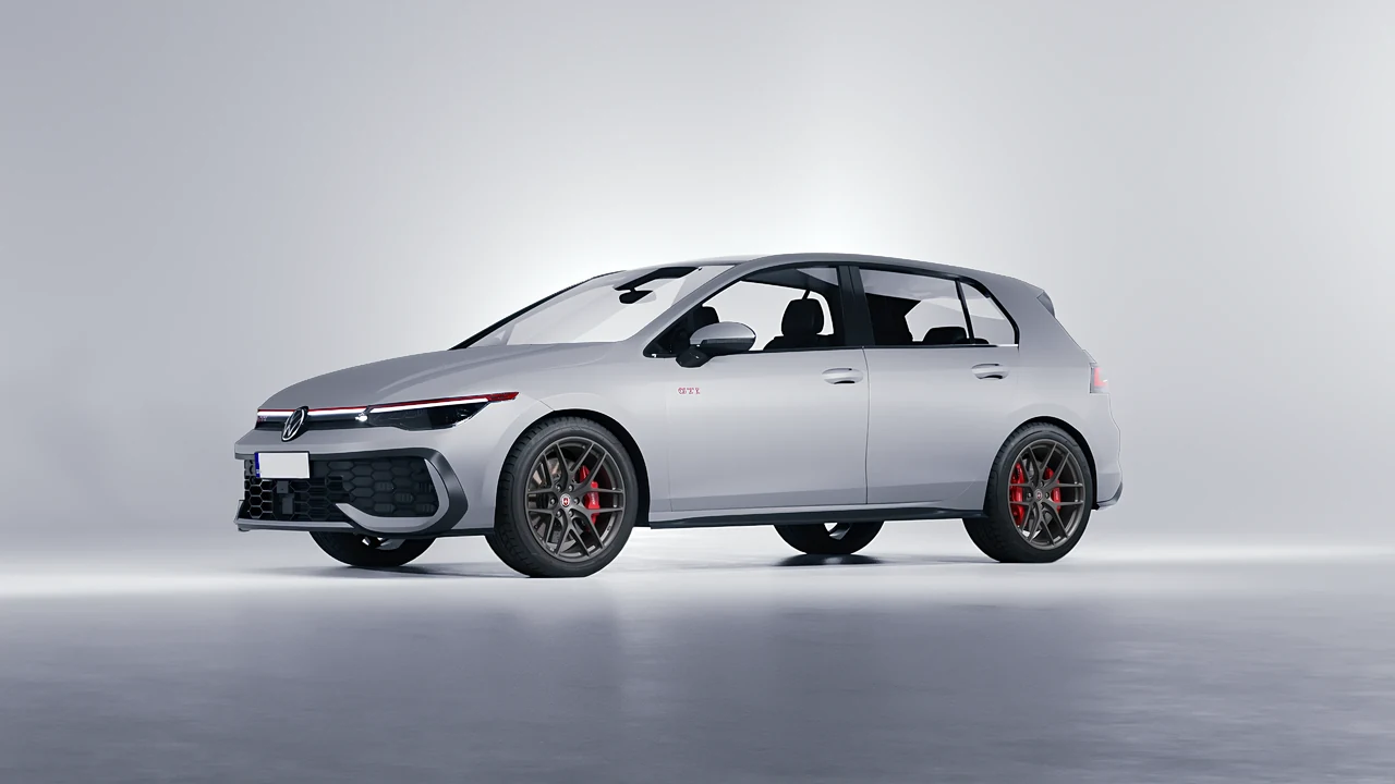 Volkswagen Golf GTI 2024 on HRE Performance Wheels P161 forged wheels, front three-quarter view